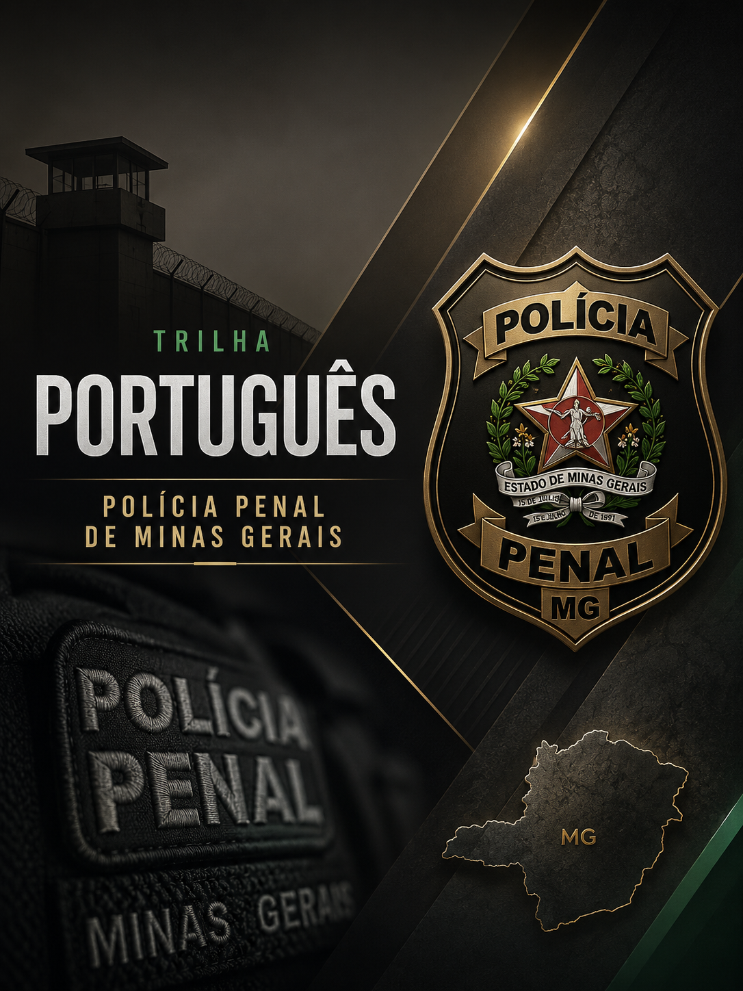 Capa da Trilha de Português para Polícia Penal MG